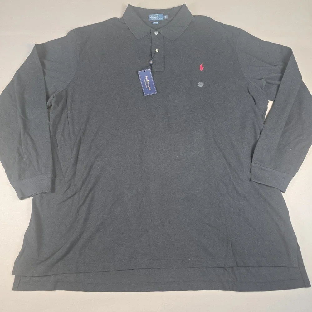 Polo Ralph Lauren Long Sleeve Polo Mens 4XLT Black The Mesh Shirt Red Pony NWT